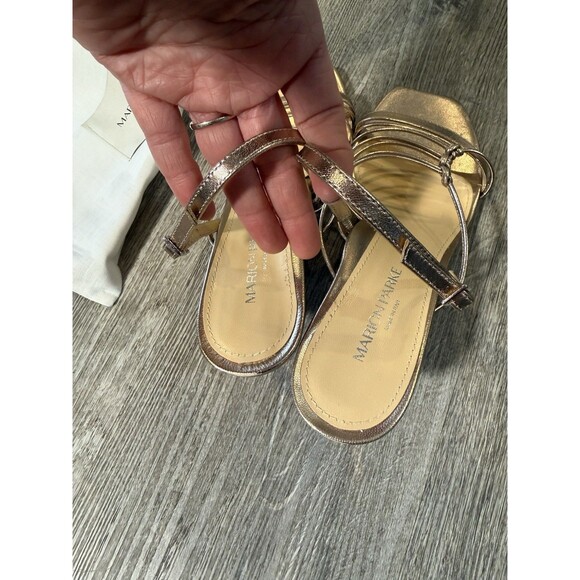 Marion Parke Women's Powder Metallic Kitten Heel Flared Sandal Strappy Size EU38 - Picture 11 of 14
